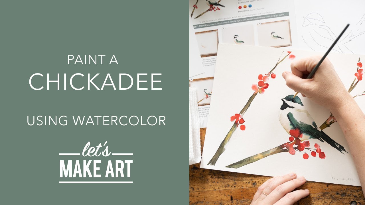 Давайте нарисуем синичку | Простая акварельная живопись Сары Крей из Let's Make Art