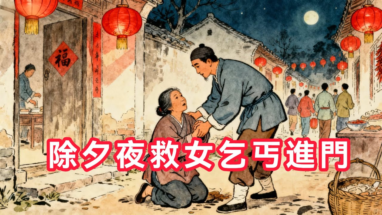 乞丐新年夜討飯，男子不嫌棄迎她進家門，沒想到竟得到一個巨大的福報，感動得當場給乞丐下跪。日行一善，終有回報！「民間故事匯」