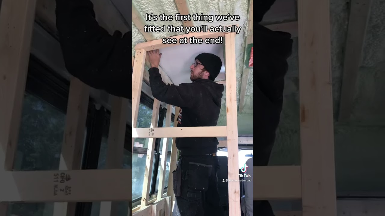 DIY Bus Conversion: Fitting the Wet Room Ceiling #busconversion #tinyhome #diyproject #vanlife
