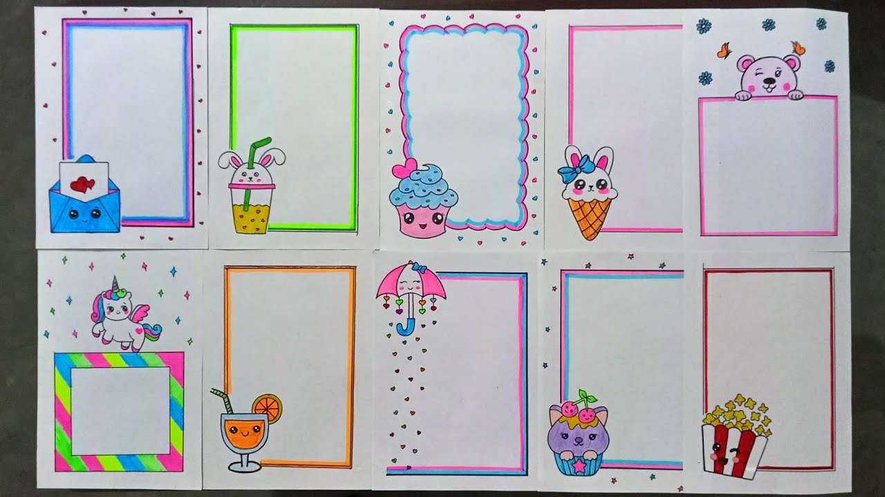 10 Beautiful Project Work Designs / Assignment front page design / Art paper design / Paper borders