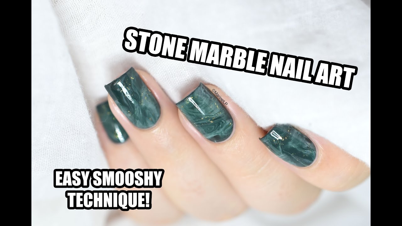 How To: Easy Aventurine Stone Marble Nail Art - Smooshy Stamping Technique || Marine Loves Polish