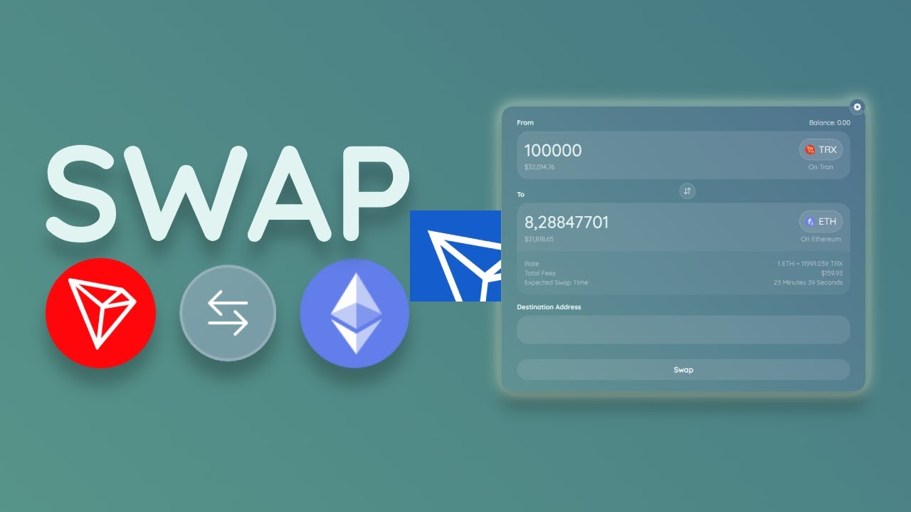 Swap Tron (TRX) to Ethereum (ETH) using TronLink Wallet
