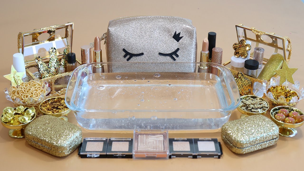 'GOLD' Mixing'GOLD'Eyeshadow,Makeup and glitter Into Slime. ★ASMR★
