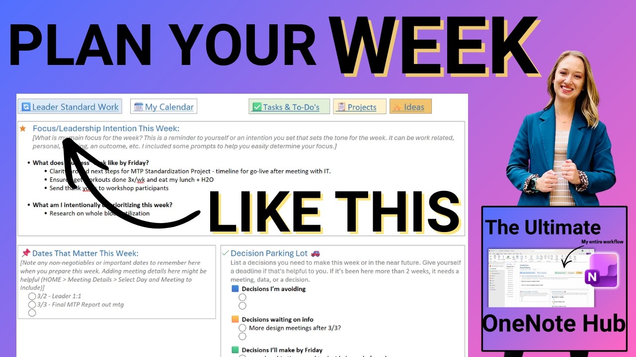 OneNote Daily & Weekly Dashboard Tutorial | How to Plan Your Week for Work - Ultimate OneNote Hub