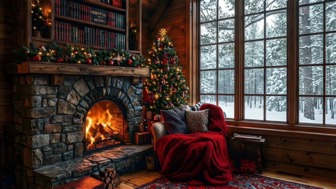 Late Night Christmas Jazz & Fireplace 🎺 Soft Piano, Trumpet & Cozy Winter Ambience (Study & Sleep)