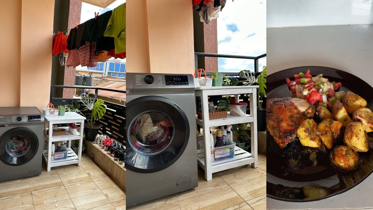 Outdoor laundry space setup, cook with me , laundry motivation,quick breakfast, cleaning motivation