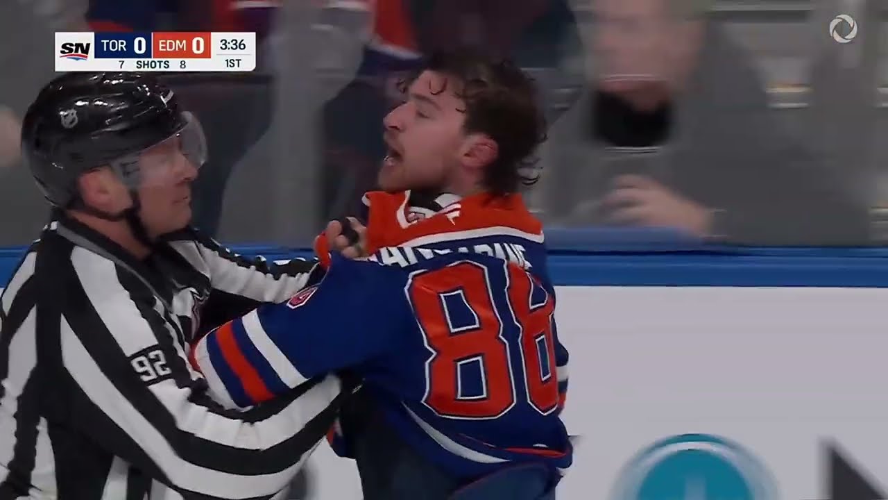 Oliver Ekman-Larsson & Andrew Mangiapane roughing calls, Leafs @ Oilers - 3rd Feb 2026
