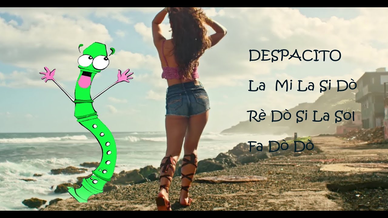 Despacito Tutorial para flauta dulce, flute, recorder song .