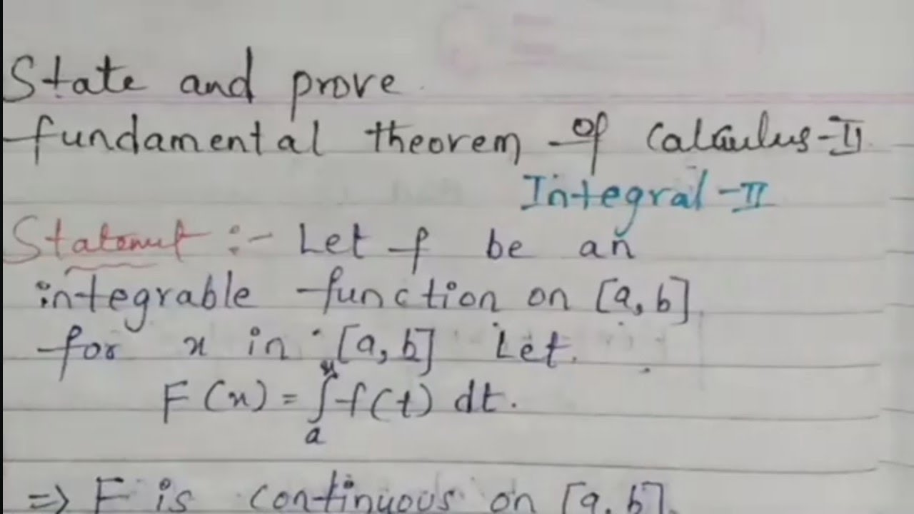 FUNDAMENTAL THEOREM OF INTEGRAL CALCULUS 2. Third sem maths important question 