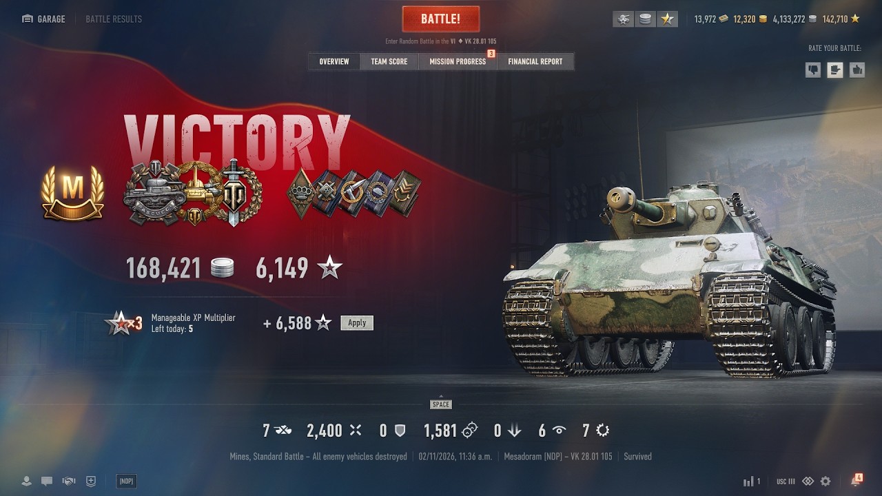 VK 20.01 105 - Ace - Top Gun - High Caliber - 2.4k DMG - 7 Kills