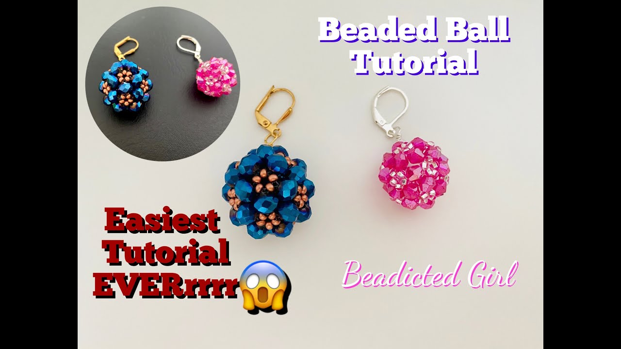 Beaded Ball || Bicone bead ball || Rondelle bead ball Earrings || How to make Beaded bead