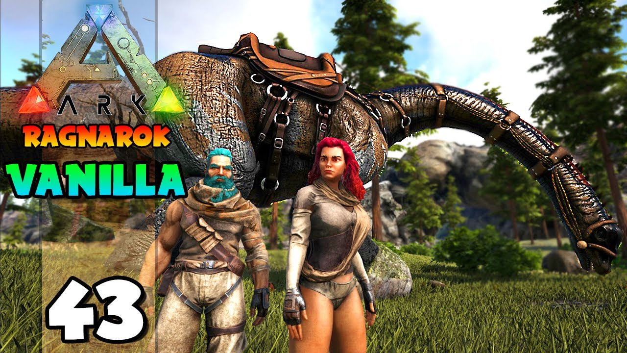 DOMANDO UM GIGANTESCO BRONTOSSAURO!!! ARK: RAGNAROK (VANILLA) 43