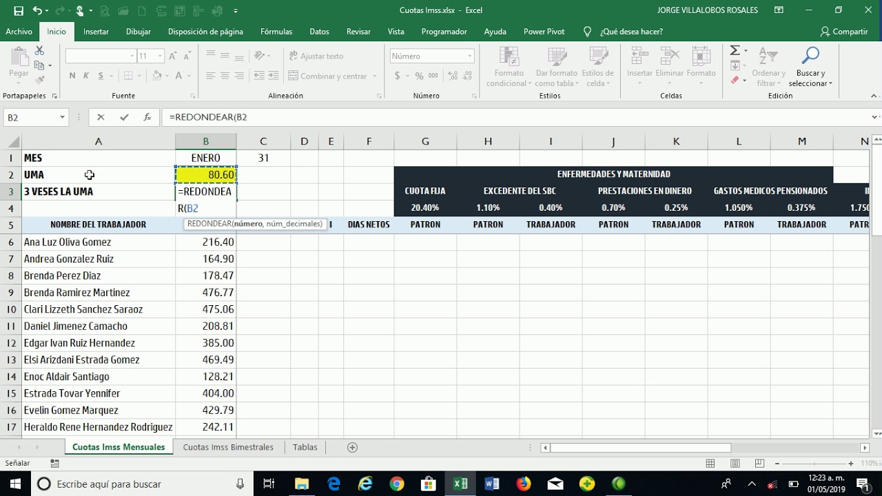 Cuotas Imss Con Excel