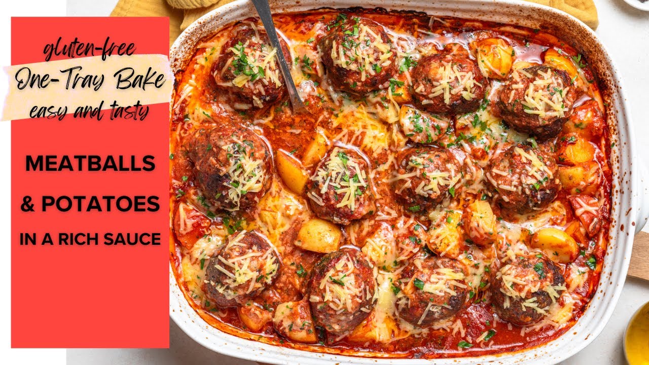 Easy one-pan Meatballs and Potatoes in a Rich Tomato Sauce
