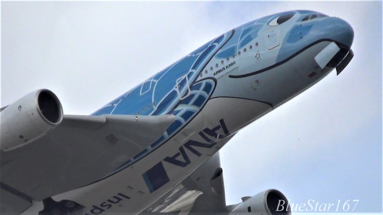 All Nippon Airways Airbus A380-800 (JA381A) takeoff from NRT/RJAA (Tokyo - Narita) RWY 16R