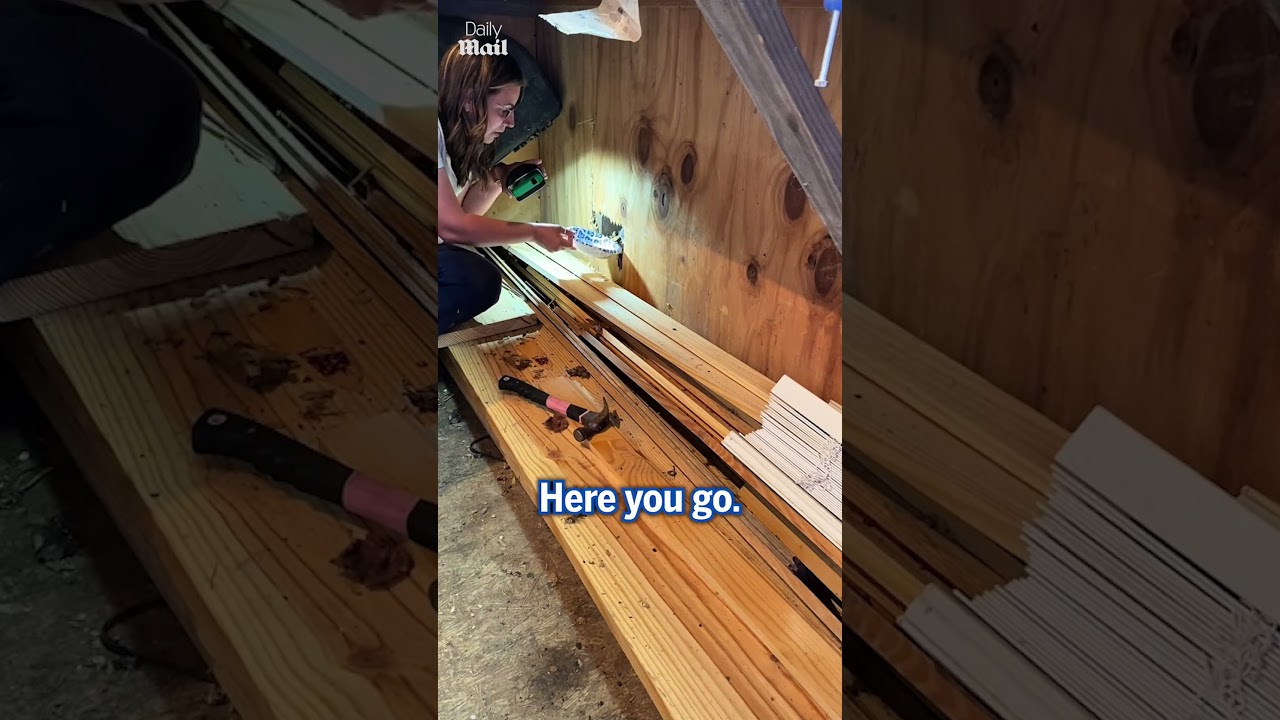 Gentle woman rescues kitten trapped in wall