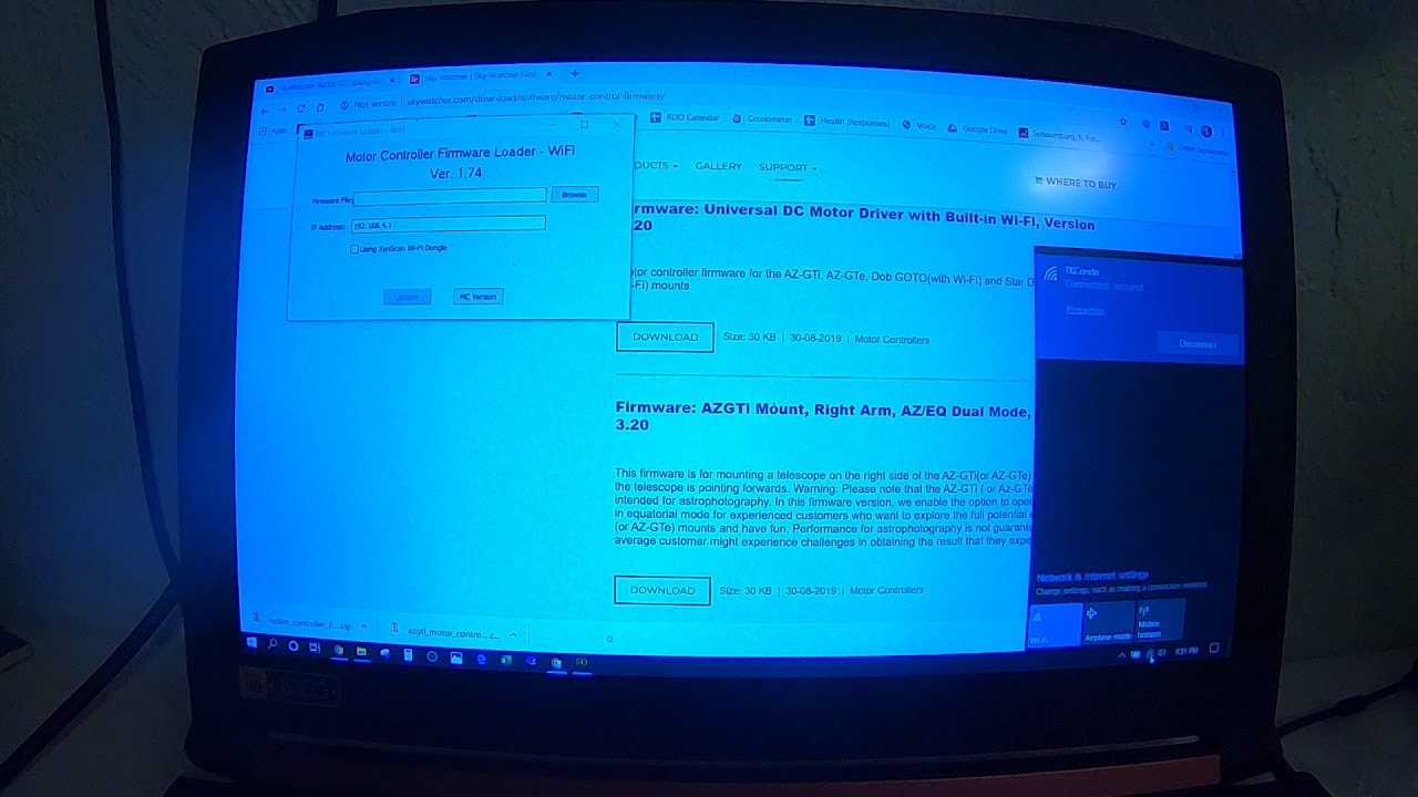 Skywatcher AZ-GTI Firmware Update for EQ Mode