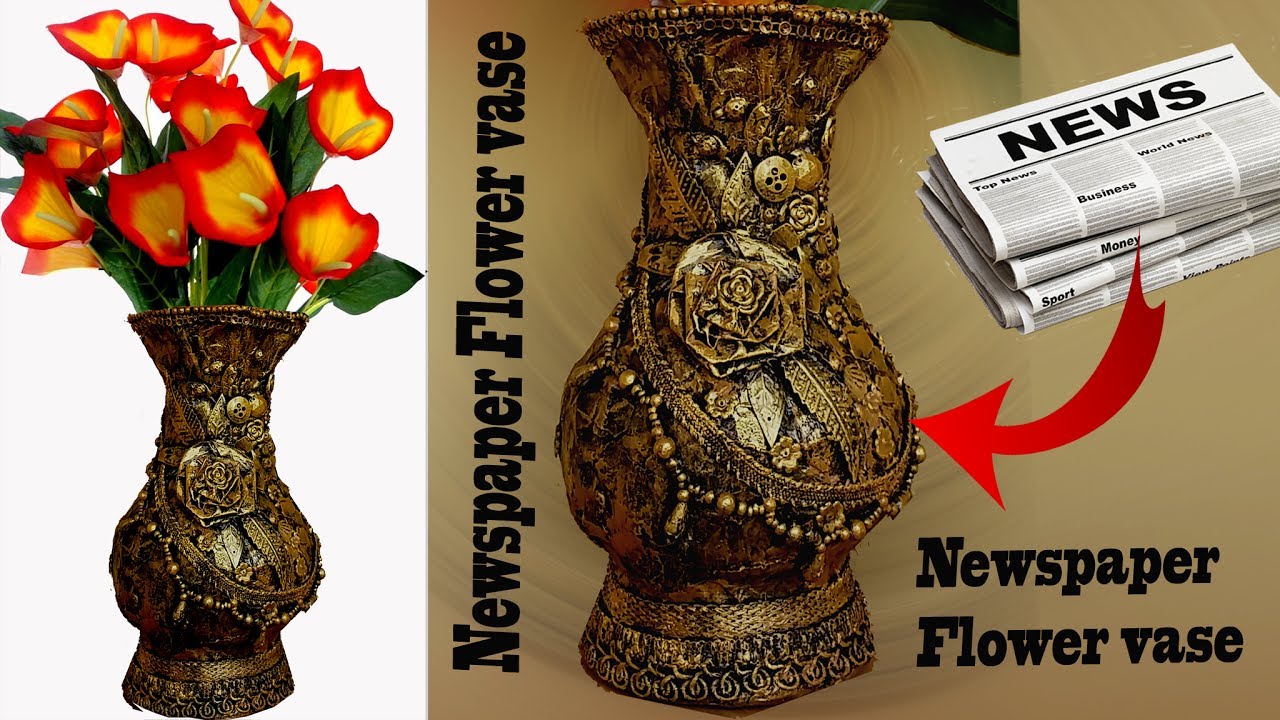 How to make Newspaper Flower Vase - DIY Newspaper altered vase -Best from waste-Flower pot
