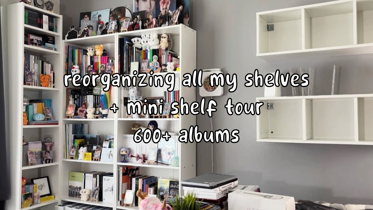 Reorganizing all my shelves + mini shelf tour ♡ 600+ albums Nct, Loona, Svt, Enha, Aespa, ZB1 & more