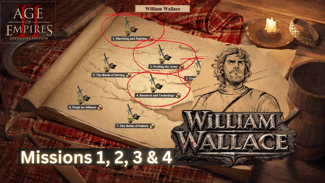 Age of Empires II DE | William Wallace Campaign - Tutorial Missions 1, 2, 3 & 4 | Wololo Gameplay