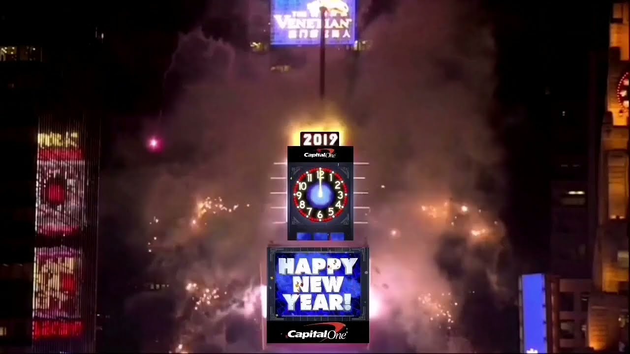 CapitalOne 2019 Time Warp Countdown (Ball Drop Tower View) Remastered