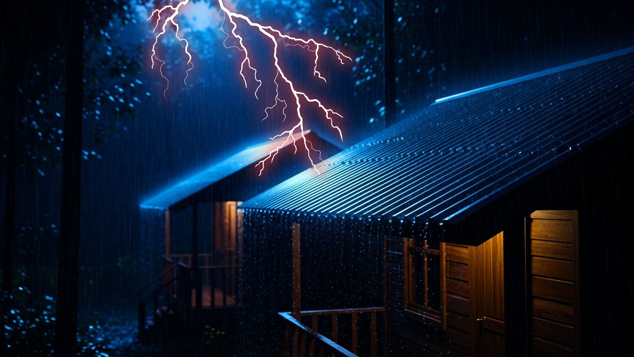 Rain & Thunder Night Ambience | Gentle Rain Sounds, Calming Sleep Therapy