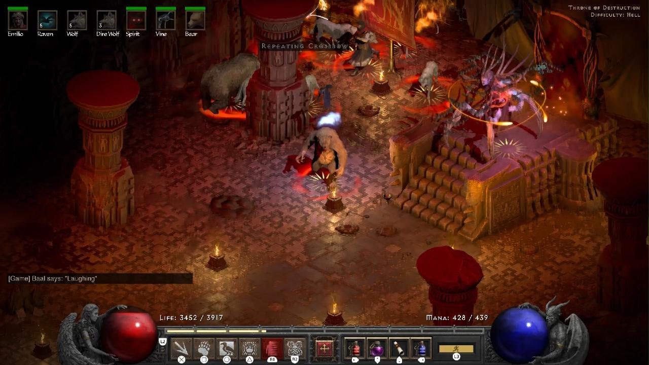 Diablo 2 Resurrected  Summon Druid Baal run (summons 48-51 lvl, 400 MF,  patch 2.4)