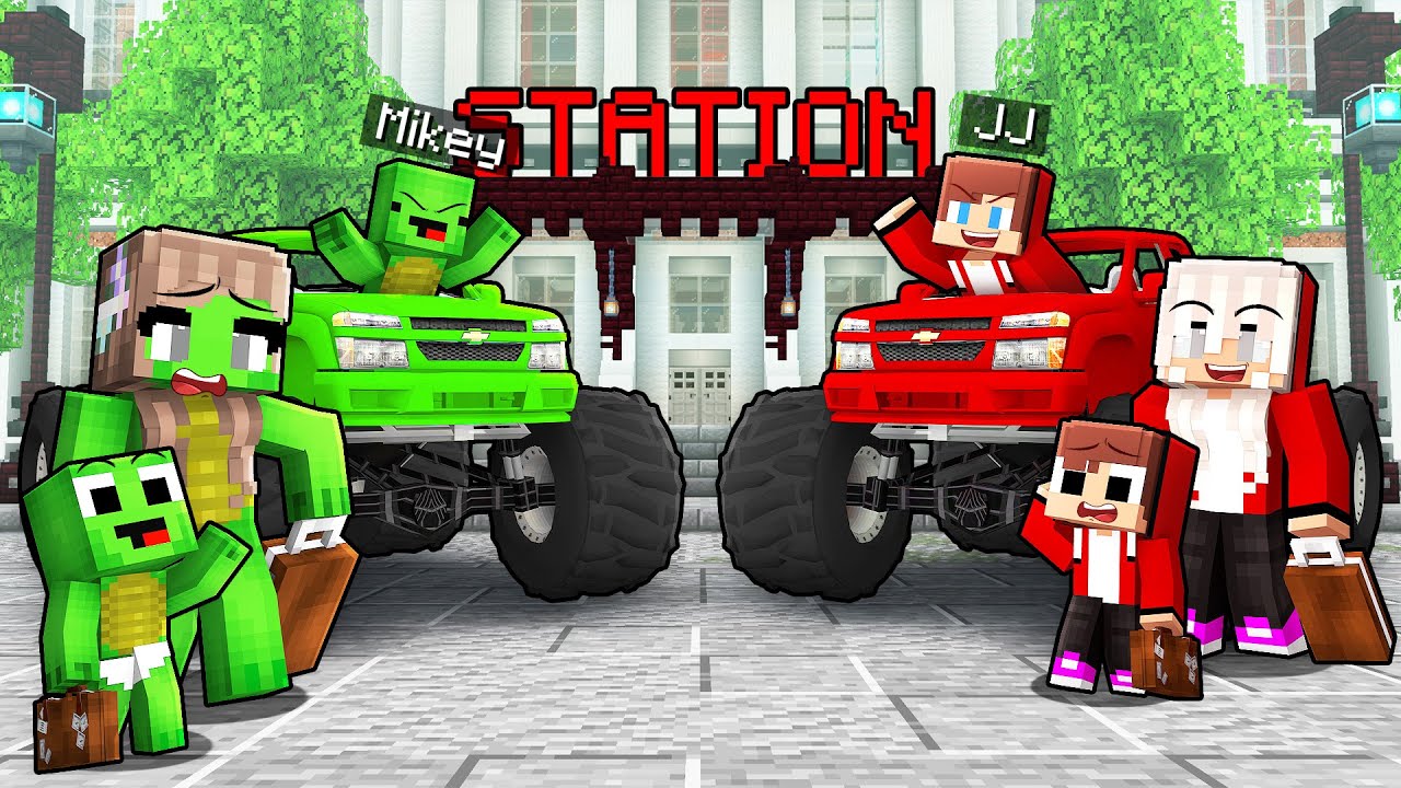 Mikey Family & JJ Family Survive Their First Truck Trip in Minecraft (Maizen)