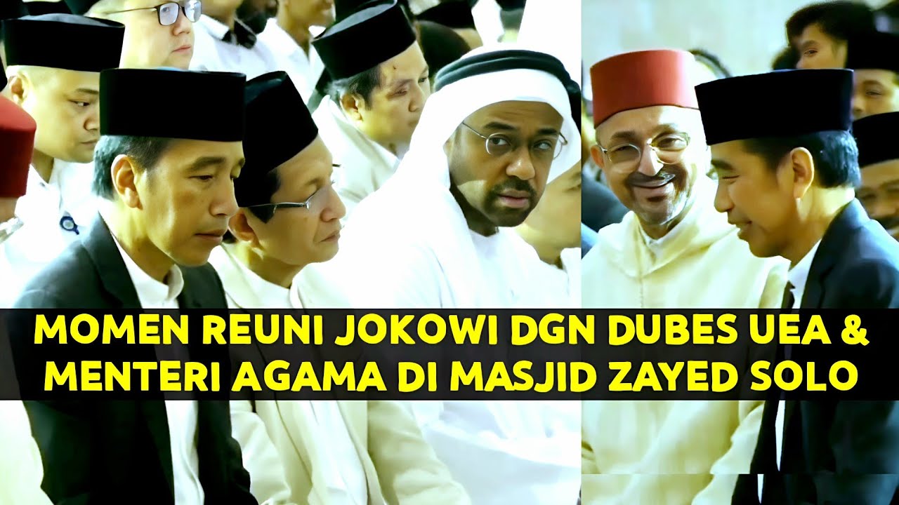 Jokowi Reuni Dgn Dubes UEA & Menteri Agama, Shalat Tarawih Berjamaah di Masjid Sheikh Zayed Solo