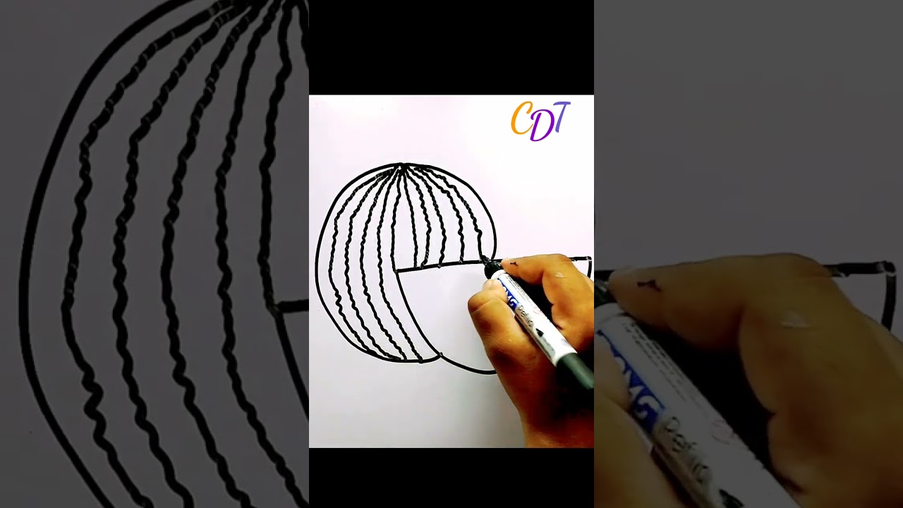 How to Draw a Watermelon Step by Step Easy Drawing For Kids #Watermelon #drawing #art #Shorts