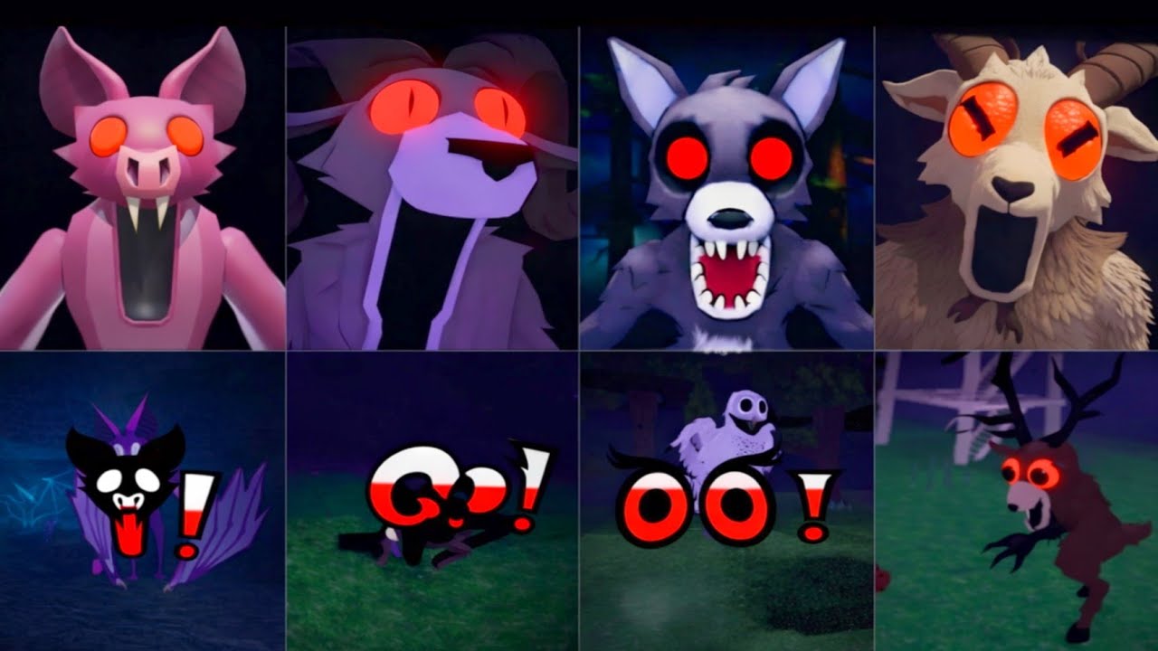 Owl vs Bat vs Deer vs Ram, 99 nights in the forest all jumpscares