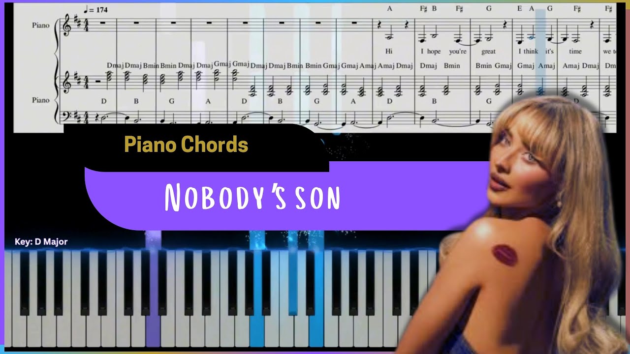 Sabrina Carpenter - Nobody's Son | Easy Piano Chords Tutorial for Beginners with Sheet Music