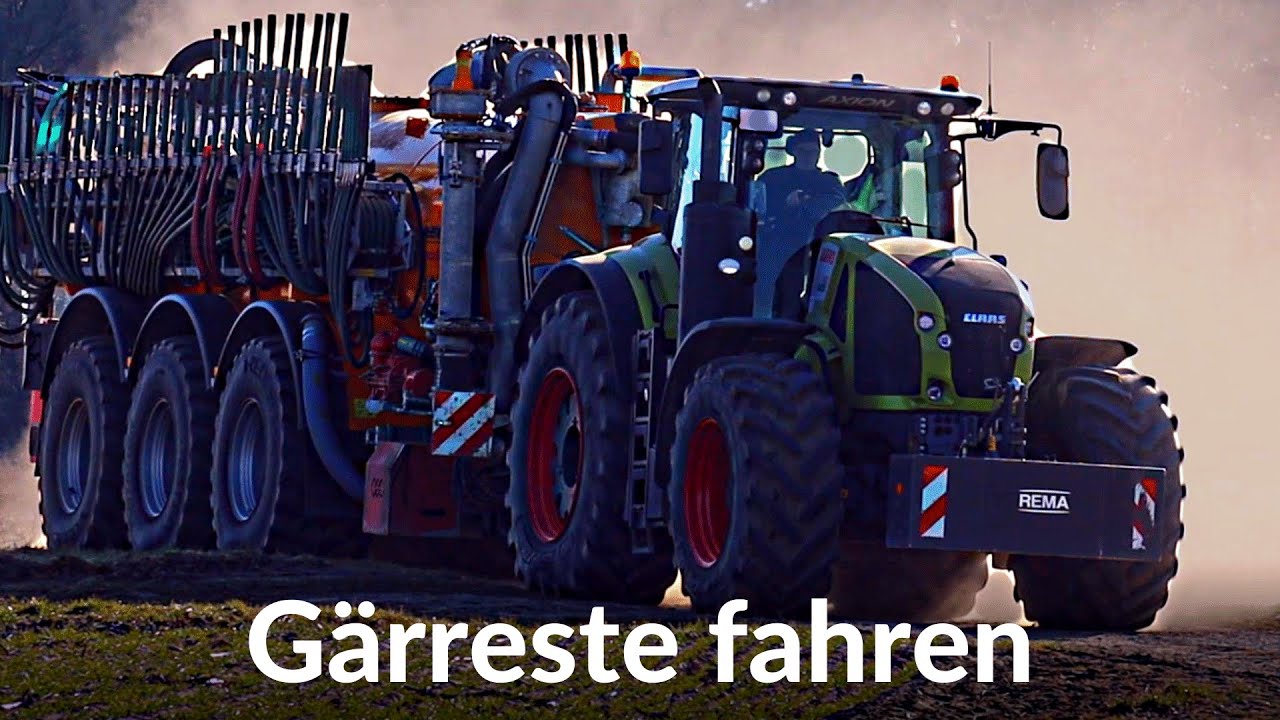 Gärreste fahren mit Claas Axion 930 und Veenhuis Fass
