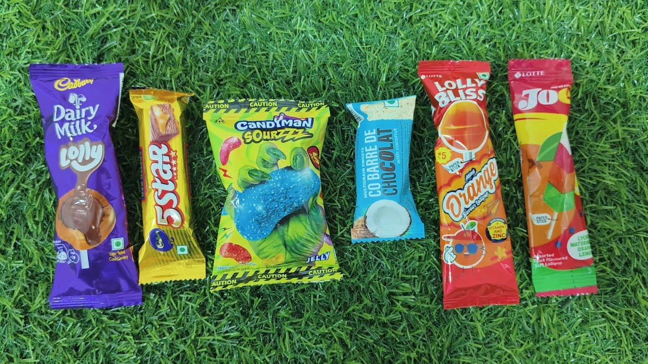 ASMR Most Popular Candys / some lots of colorful rainbow lollipop candy / unpacking chocolate eat