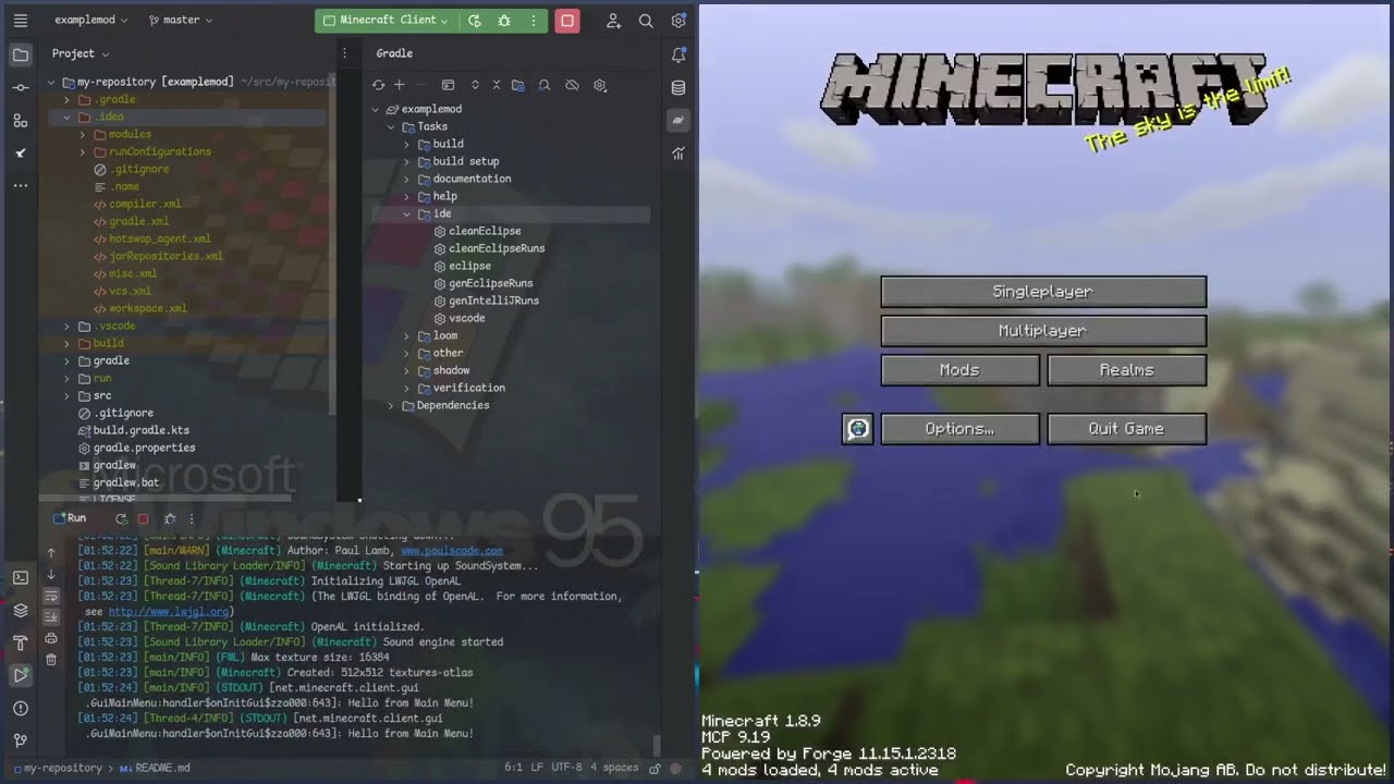 forge 1.8.9 dev env setup tutorial unpatched working 2020