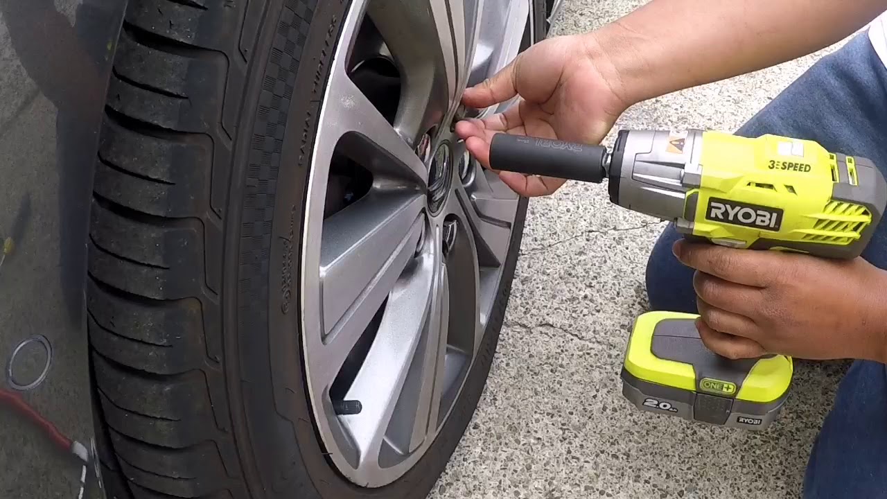Ryobi Impact Wrench lug bolt test with 2.0 Ah battery.