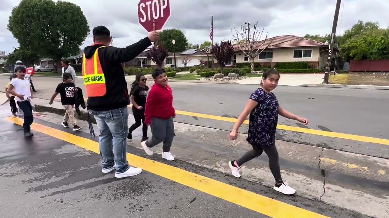 Sanger Police Dept Safe Pedestrian presentation and Safety Walk for Jackson Elementary 4.2.25