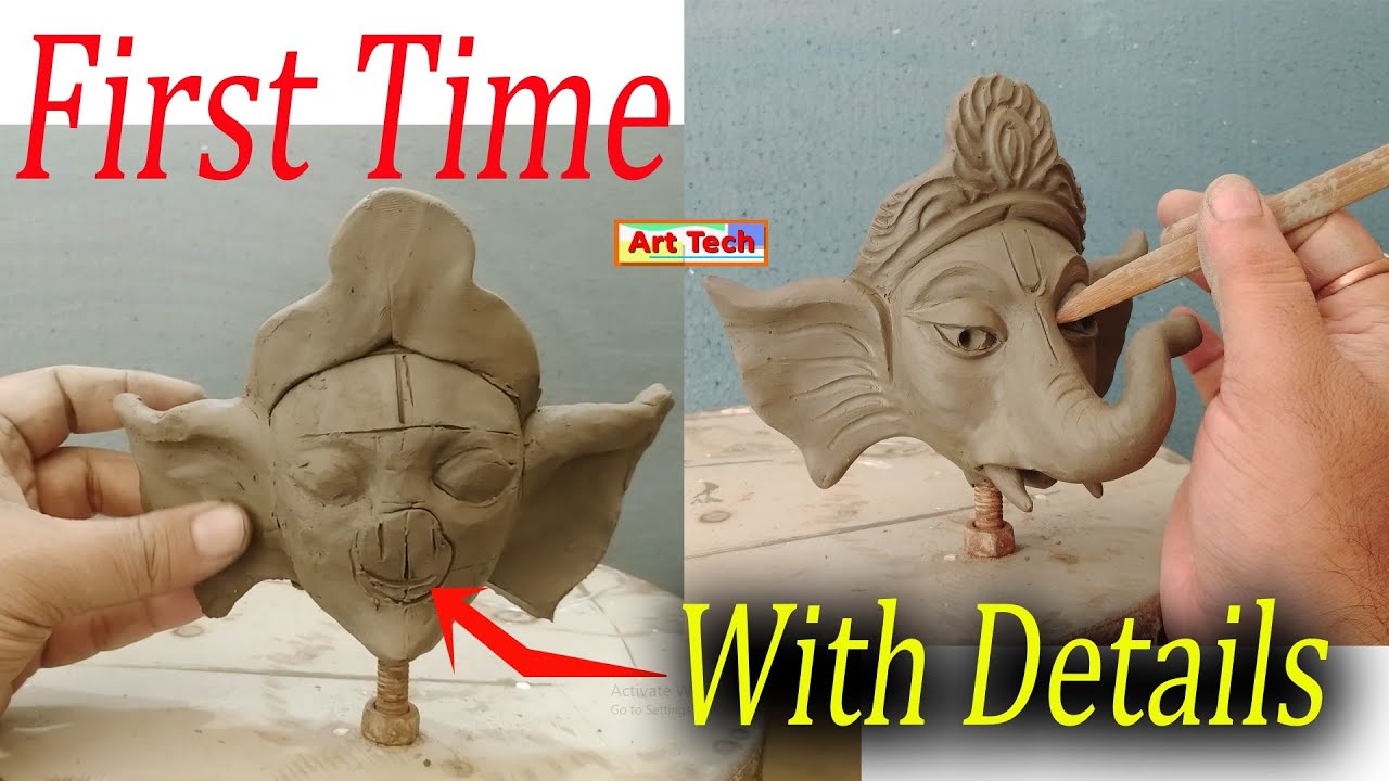 Sabse easy Ganesha face making process | easy steps for beginners | making with mitti  | Art Tech