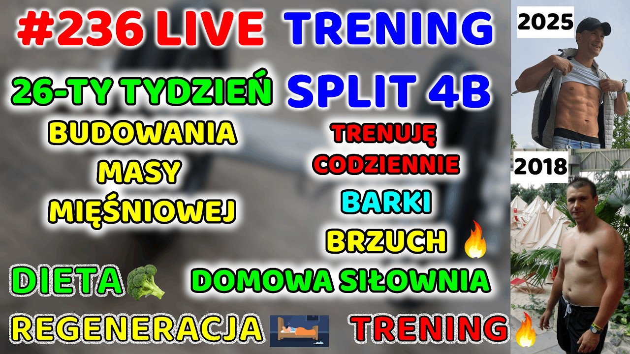 #236 LIVE🔥💪🏼🏋🏼W treningu BARKI - BRZUCH l Trening SPLIT 4B l Budowanie mięśni #sprawność