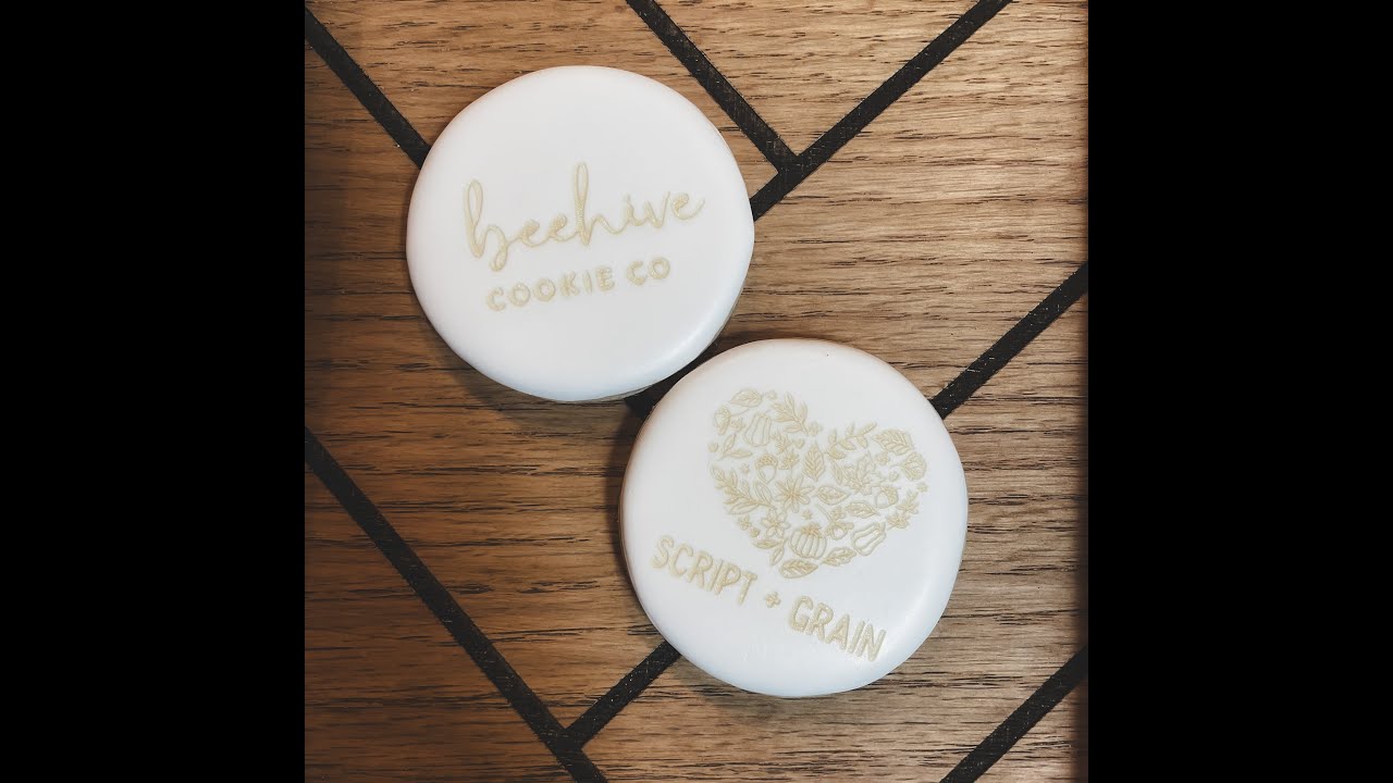 Laser Engraved Sugar Cookies with our AEON Mira 9 Laser - Script and Grain