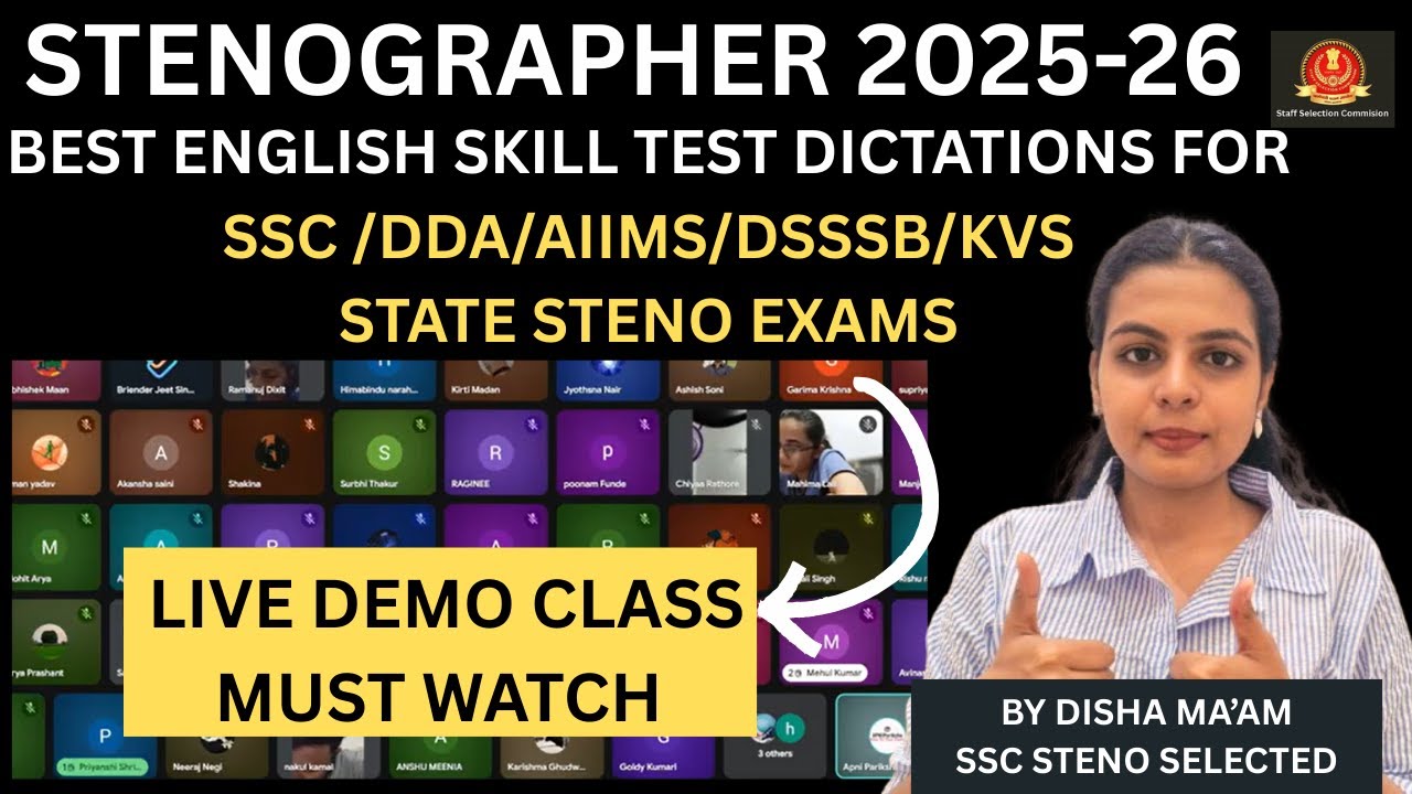SSC STENO 2025 Skill Speed Class Demo | SSC STENO Skill Test Dictation | SSC STENO/DDA/AIIMS Skill