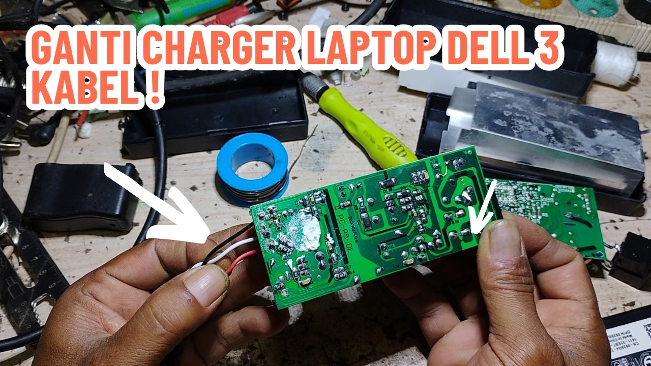 CARA MENGGANTI CHARGER LAPTOP DELL 3 KABEL DENGAN CHARGER LAPTOP 2 KABEL