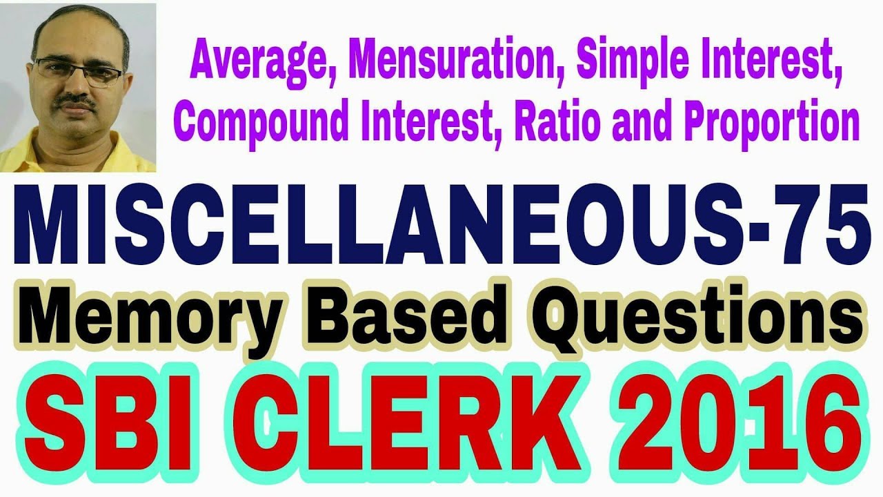 Miscellaneous Questions-75 SBI CLERK 2016 Memory Based #Amar Sir