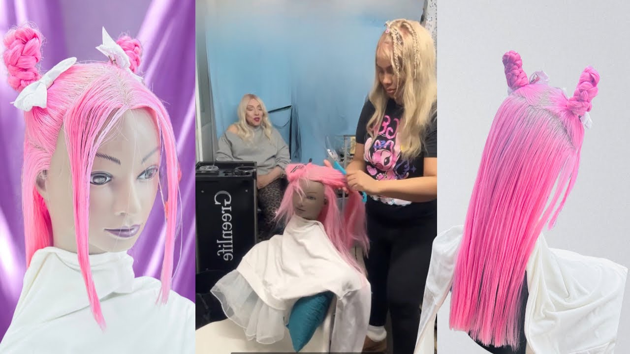 Half Up Half Down Hairstyle For Long Hair | Pink Hair