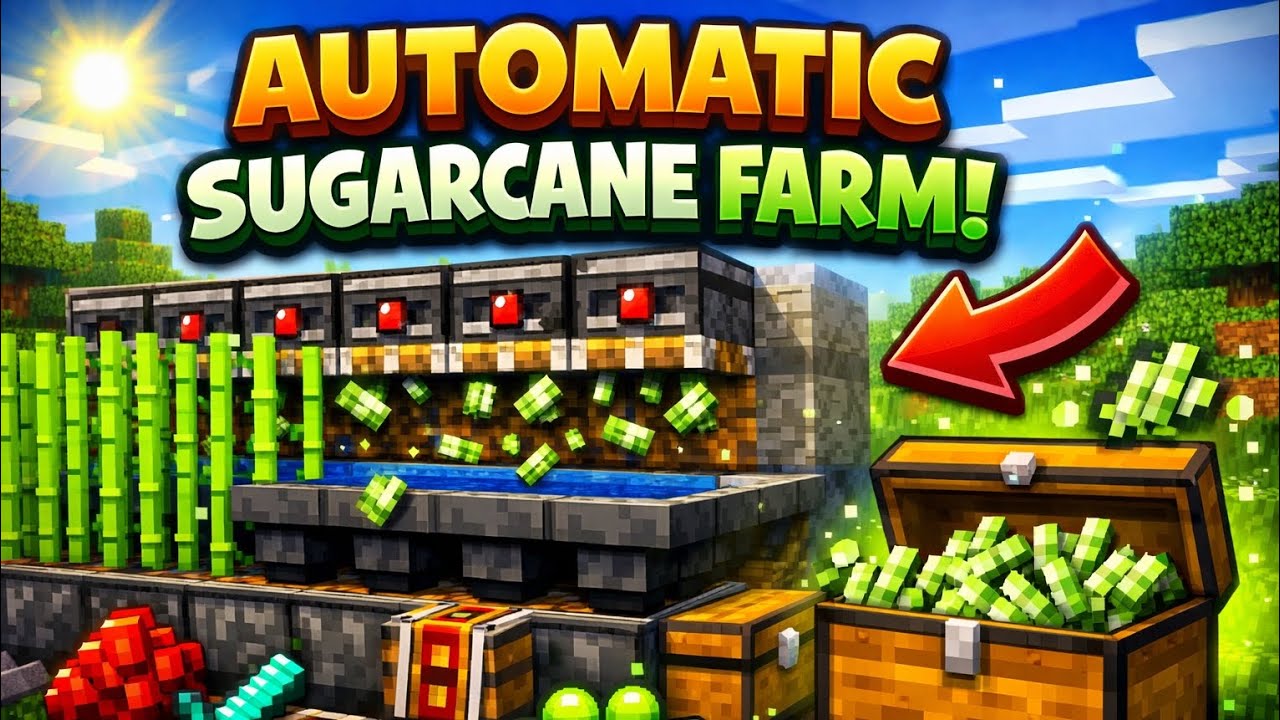 Minecraft 100Day Survival  automatic  Sugarcane  FARM! Episode 04 🎊 