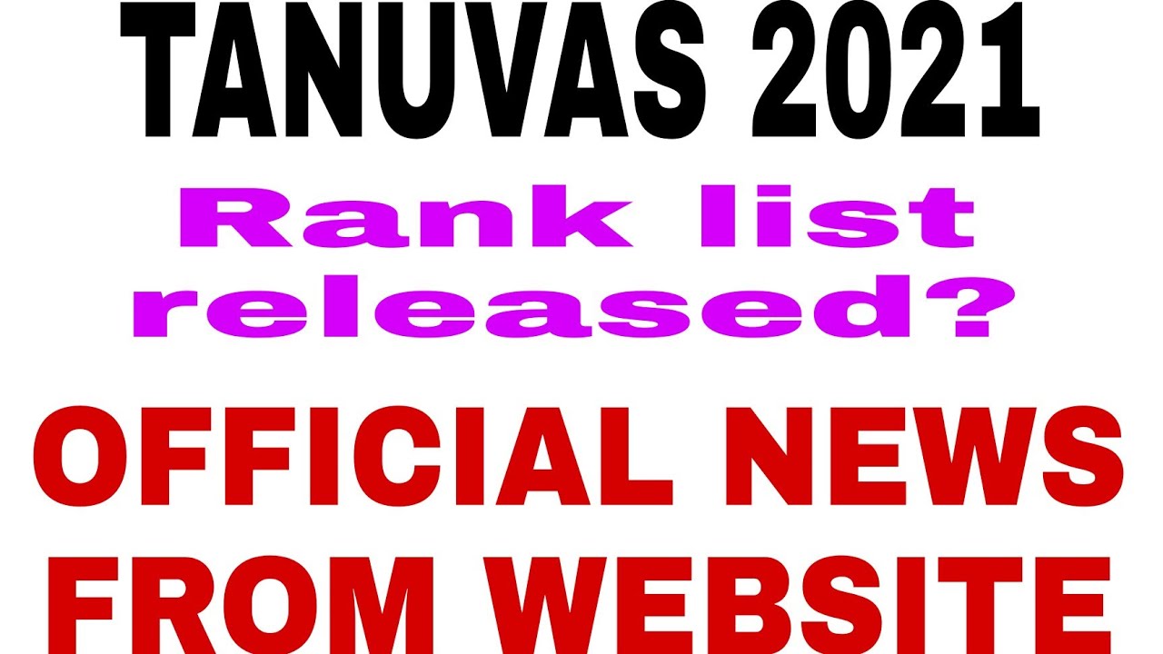 TANUVAS RANK LIST RELEASED?