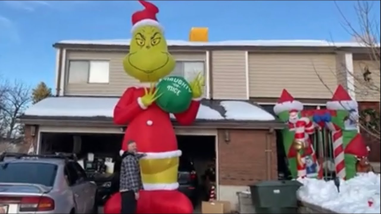 *LIVE* Unboxing New 18 Foot Grinch Inflatable & Putting it in our Neighbor’s Yard as a Prank!