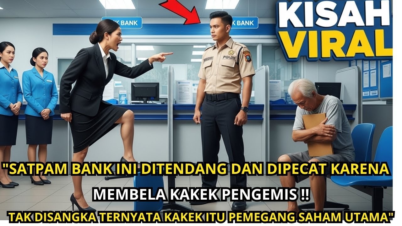 SATPAM BANK INI DITENDANG DAN DIPECAT KARENA MEMBELA KAKEK PENGEMIS, TERNYATA KAKEK ADALAH