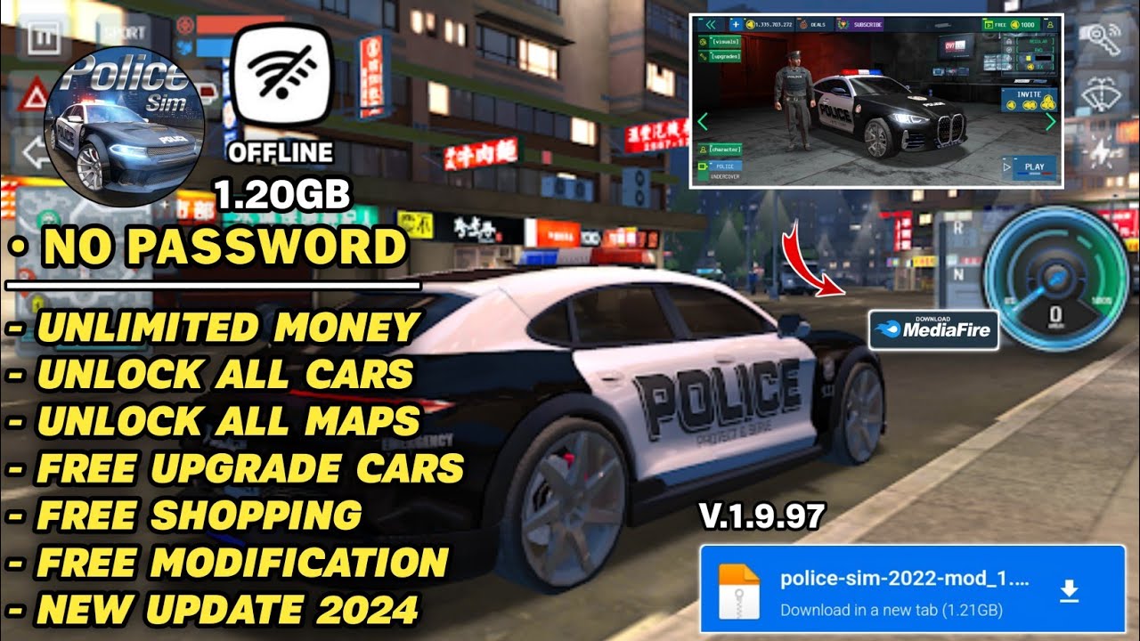 Police Sim 2022 Mod Apk V1.9.97 - Terbaru 2024 Unlimited Money & Unlock All Cars