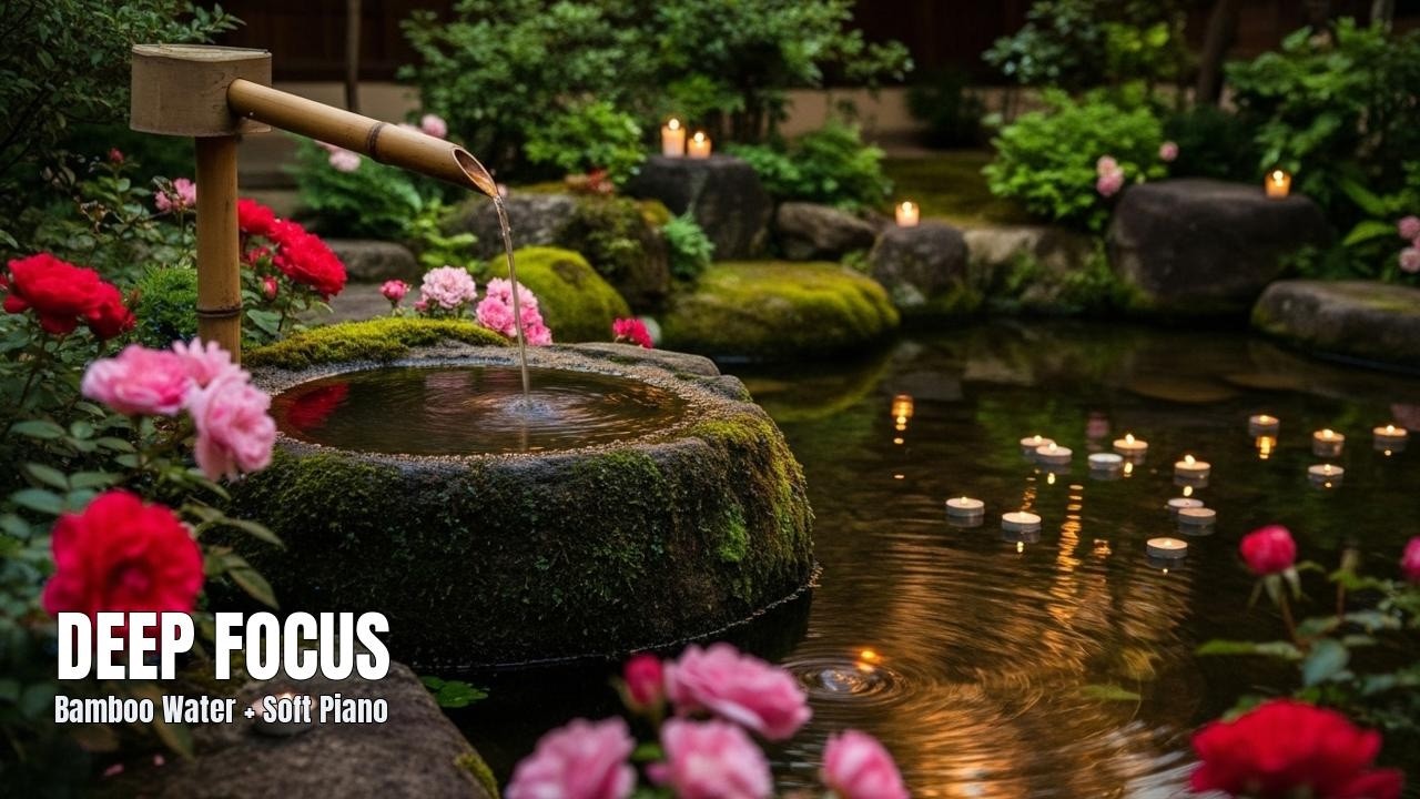 Deep Focus for Work & Study: Bamboo Water + Soft Piano (No Lyrics) • Live Soundscape